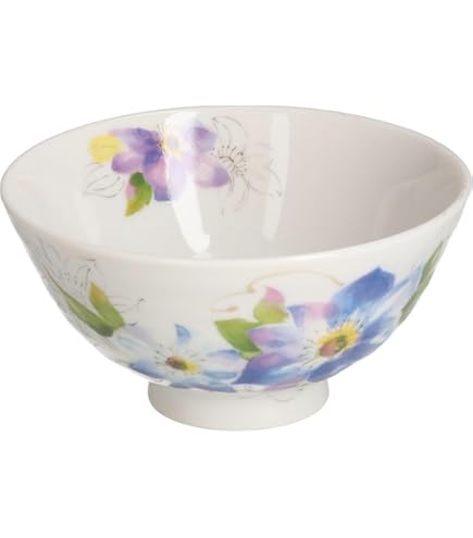 Amazon｜セラミック藍 花あわせ 飯碗湯呑 クレマチス 若狭塗り箸付